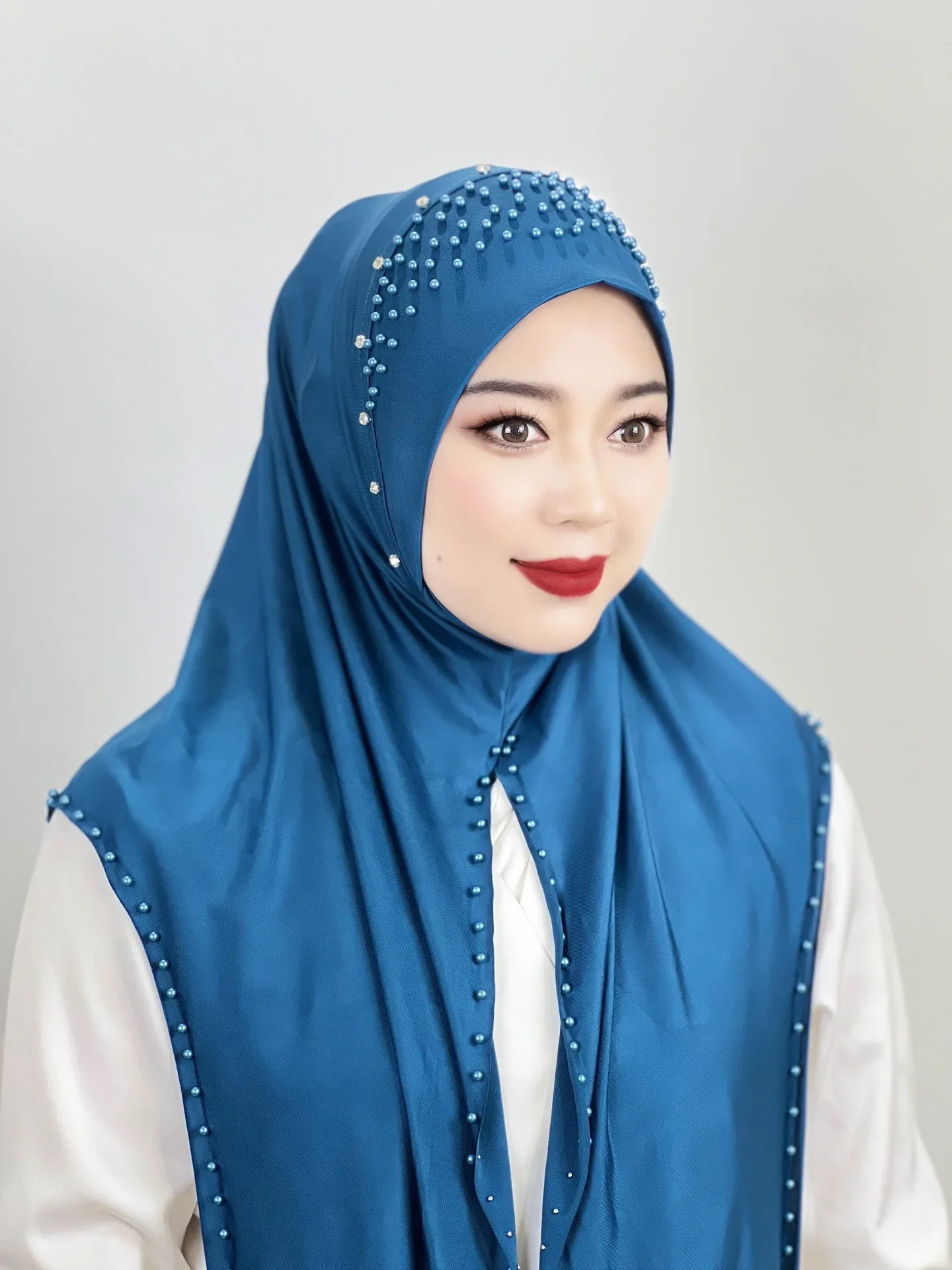 Lenço de cabeça feminino conveniente pulôver boné grânulo cachecol xale feminino cor sólida lenço