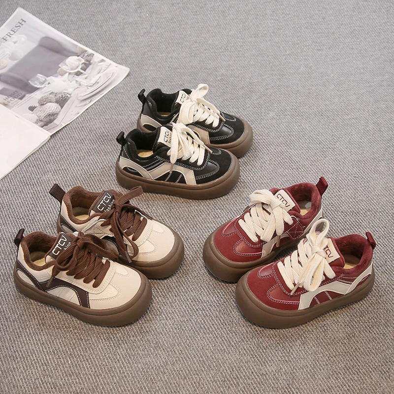 

Children Casual Shoes Suede Warm Kids Running Shoes Soft Bottom Comfortable 2025 Winter New Boys Girls Sports Shoes Toes Capped