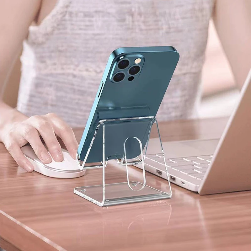 Clear Acrylic Cell Phone Stand Desk Dock Holder For Smartphone Universal Desktop Charger Support Telephone Mount