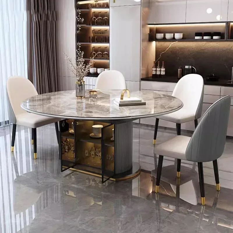 Round Living Dining Table Extendable Luxury Relaxing Design Dining Table Folding Waterproof Mesa Comedor Kitchen Furniture