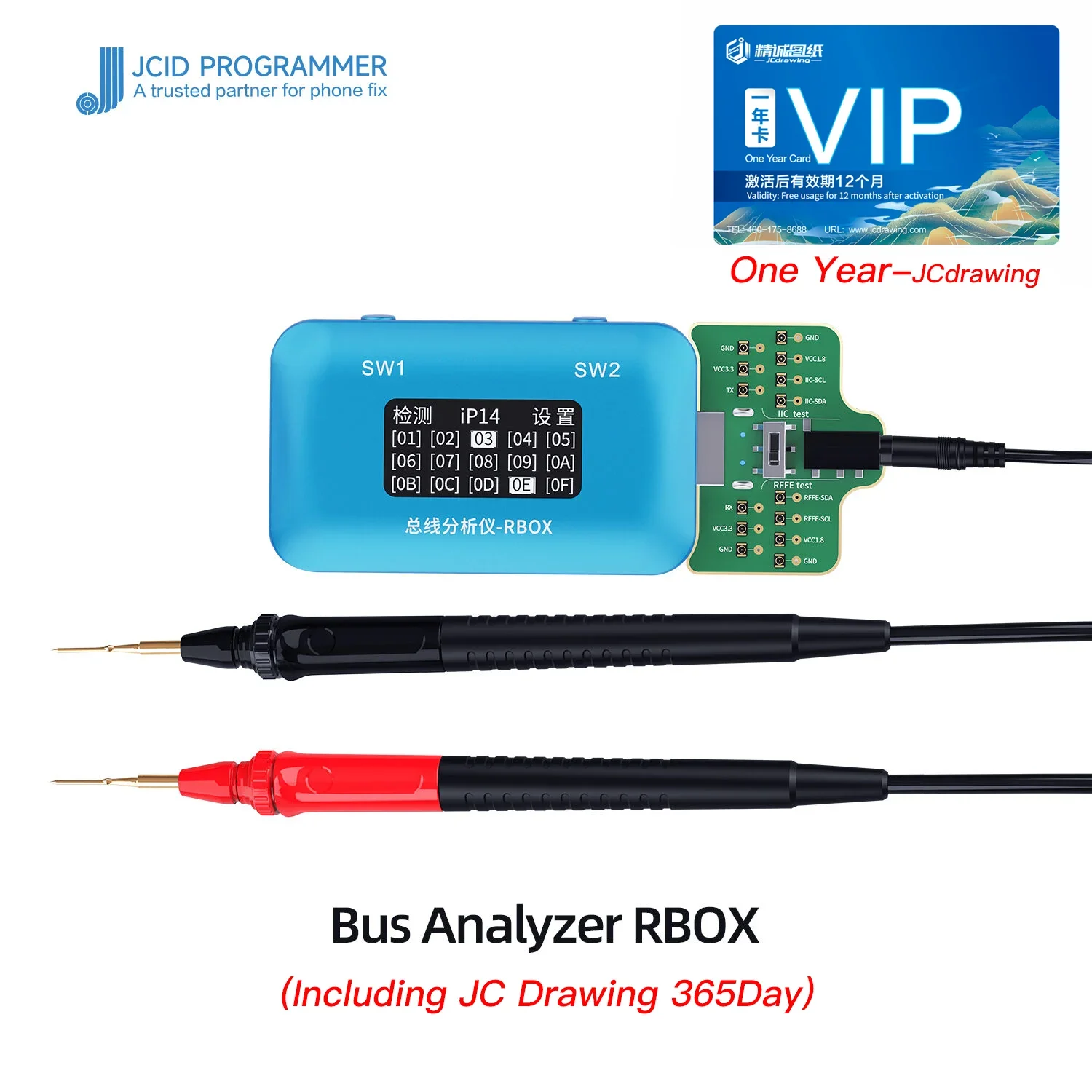 JC JCID V1SE/V1S PRO adaptor deteksi Bus fungsi ganda papan deteksi RFFE + IIC dengan cepat mengidentifikasi perbaikan lokasi kesalahan