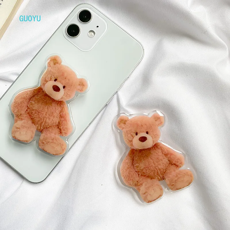モバイルエアバッグホルダー、かわいい漫画のクマ、デスクトップレイジーサポートフレーム、女性の自撮り、インターネットセレブ、ポータブルリングバックル