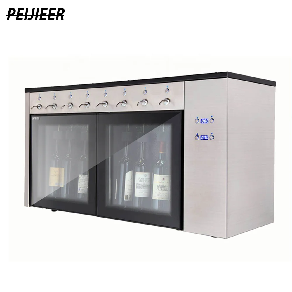 Electric 8 Bottles Stainless Steel Glass Door Wine Dispenser Machine