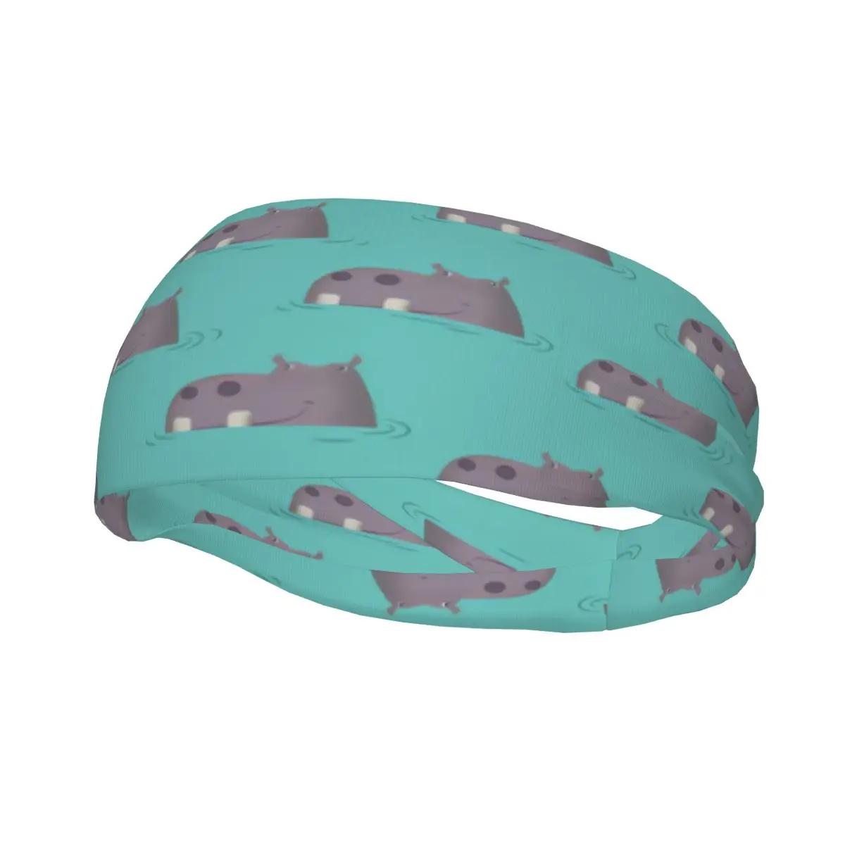 Sports Headband Hippopotamus Smiling In The Water Running Fitness Sweatband Absorbent Cycling Jog Hair Bandage