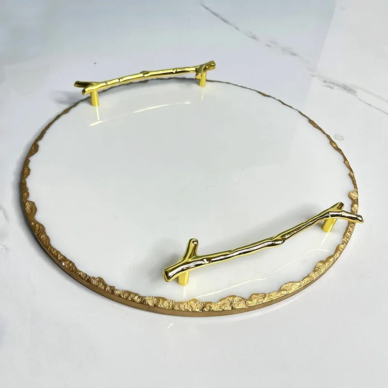 

Роскошный мраморный поднос с золотыми ручками и отделкой, туалетный столик для демонстрации ювелирных изделий, сервировочный поднос для стойки, комода, тумбочки, стола