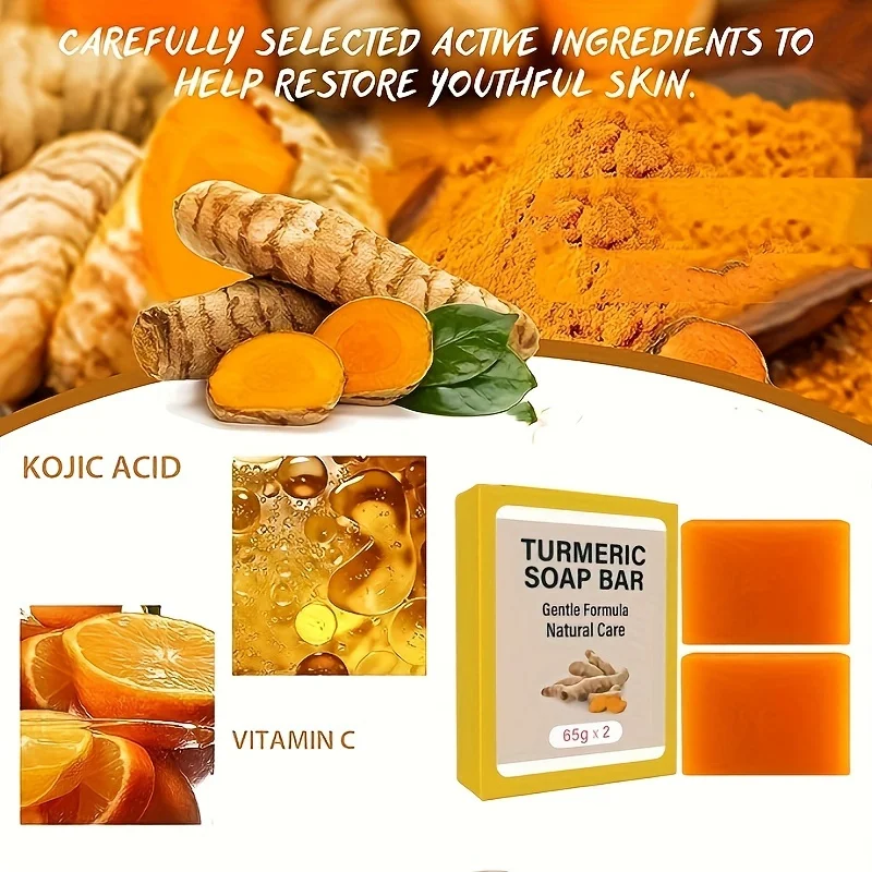 SOAP TURMERIC Gentle Formula Natural Care Odpowiedni do czyszczenia ciała i twarzy 65g×2