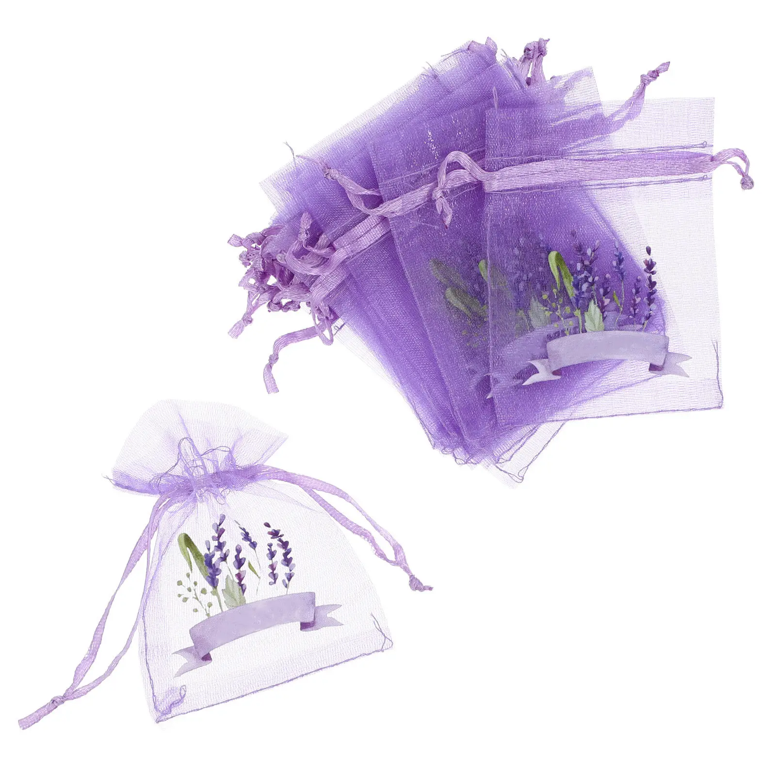 20Pcs Lavender Sachet Bags Breathable Drawstring Mesh Pouches Storage for Lavender Rose Petal Wardrobe Gauze Bag