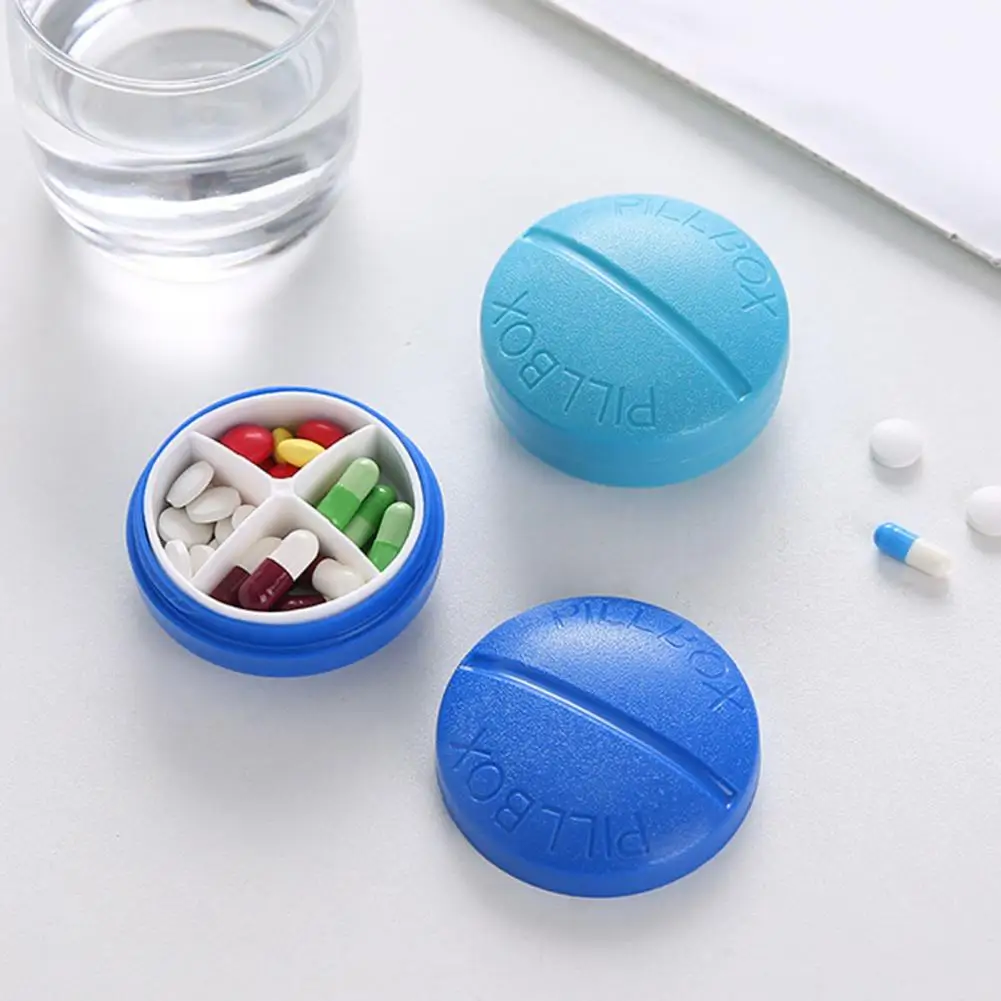 Pill Case With Lid 4 Grids Dust-proof Safe Plastic Outdoor Portable Tablet Container Travel Supply Home Accessories Usful Gadget