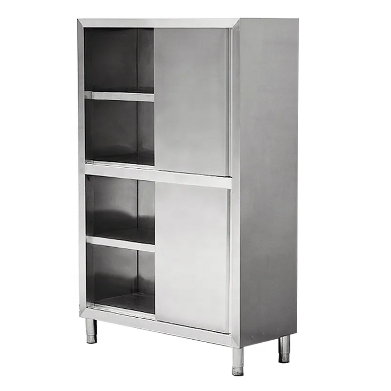 

Modern Kitchen Design Cabinet Stainless Steel Cabinets Two-way Sliding Door Cupboard Storage