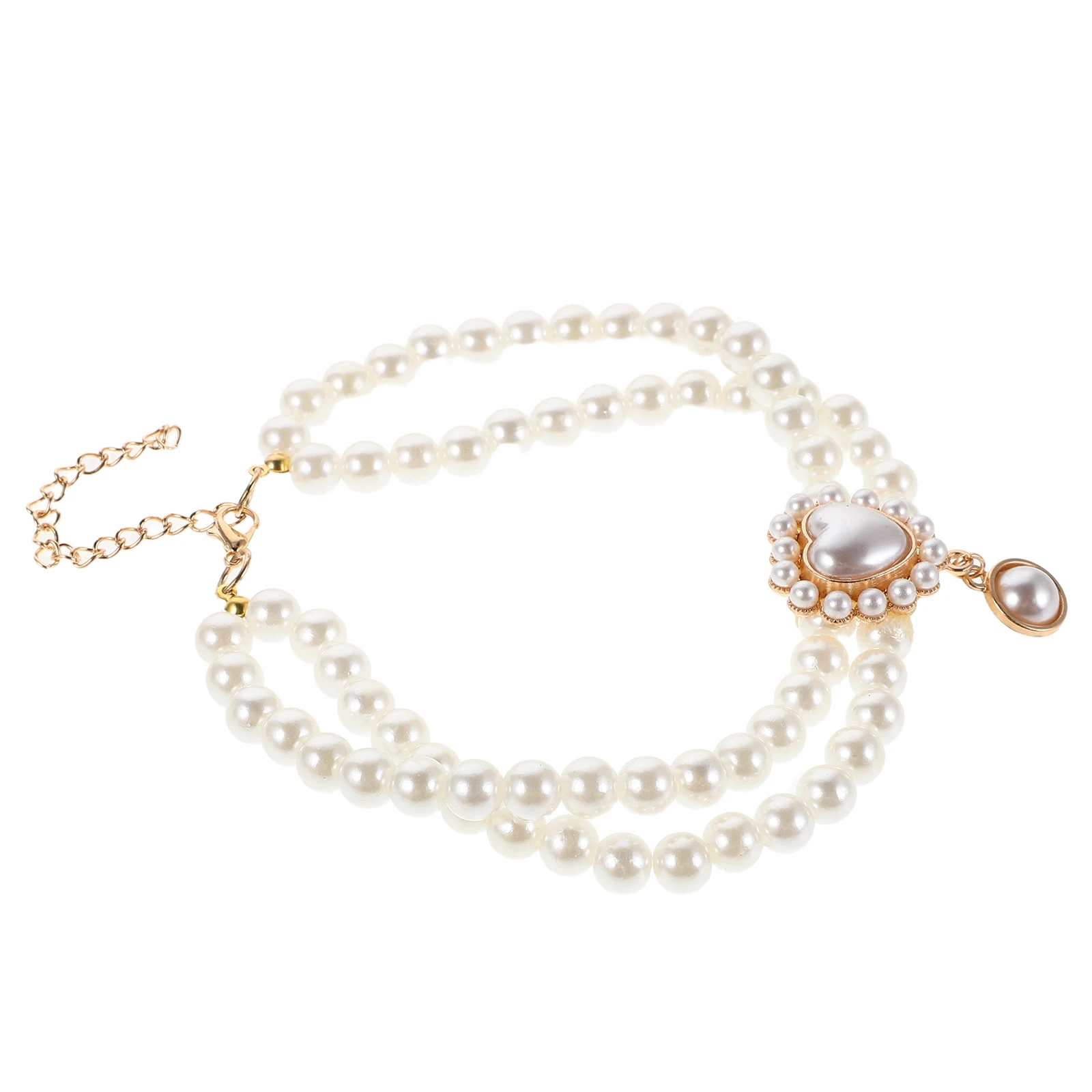 

Pet Necklace Female Dog Collar Peal Ceremonial Jewelry Chain Christmas Valentine's Princess Graduation Puppy Pearls