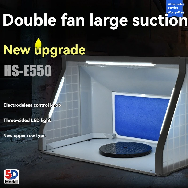 VEVOR Airbrush Spray Booth Dual-Fans Портативный комплект для аэрографа для хобби со светодиодной подсветкой и удлинительным шлангом для выхлопных газов