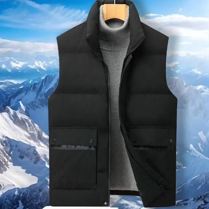 2024 Winter Down Jacket Vest Men's Casual Lightweight Thick 90% Duck Down Sleeveless Jacket Luxury Brand Windproof Down Coats