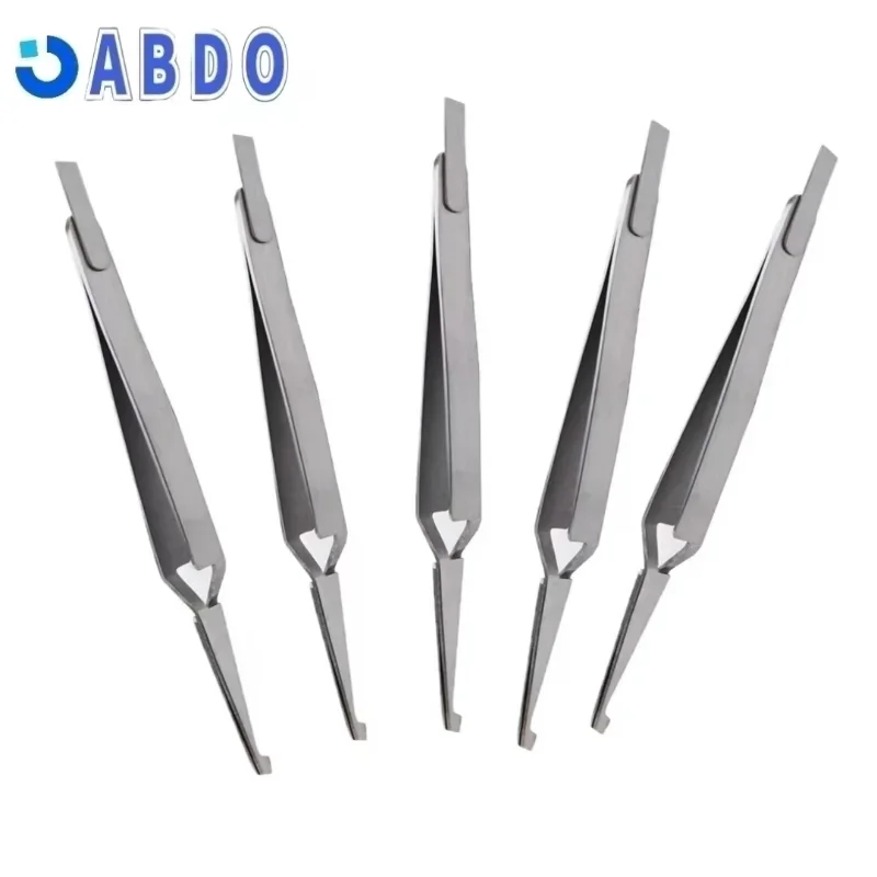 Dental Bracket Tweezers Holder Dentist Instrument Stainless Steel Serrated Orthodontic Tweezers Plier for Teeth Care Tools 5pcs