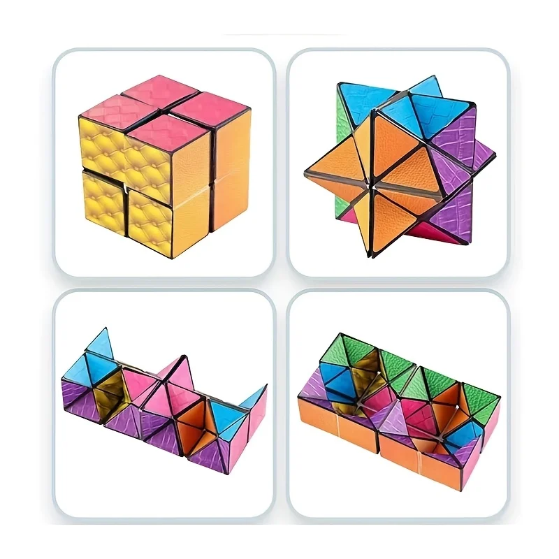 어린이를 위한 3D 큐브 퍼즐 - 무한한 기하학적 모양 두뇌 훈련 장난감, 여러 가지 색상의 PP 소재