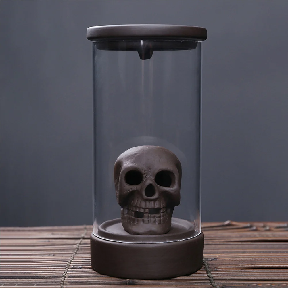 

Skull Modeling Ceramic Aroma Burner Exquisite Backflow Censer Holder for Bedroom Study Yoga Room Aromatherapy Furnace