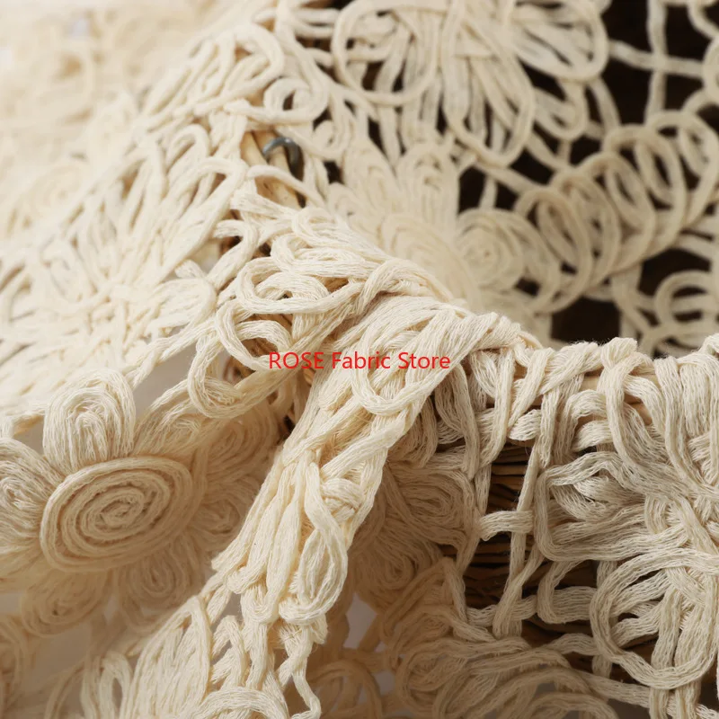 1 Meter Woven Cotton Hollow Embroidered Fabric For Sewing Dress Clothes DIY Handmade Crafting Designer Fabric