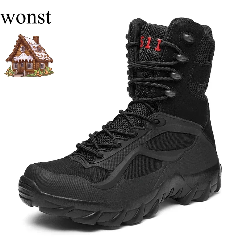 

Wonst Men Shoes Tactical Boots Special Forces Field Man Boot Lightweight Outdoor Non-Slip Men Zapatillas Hombre Motorcycle Boots