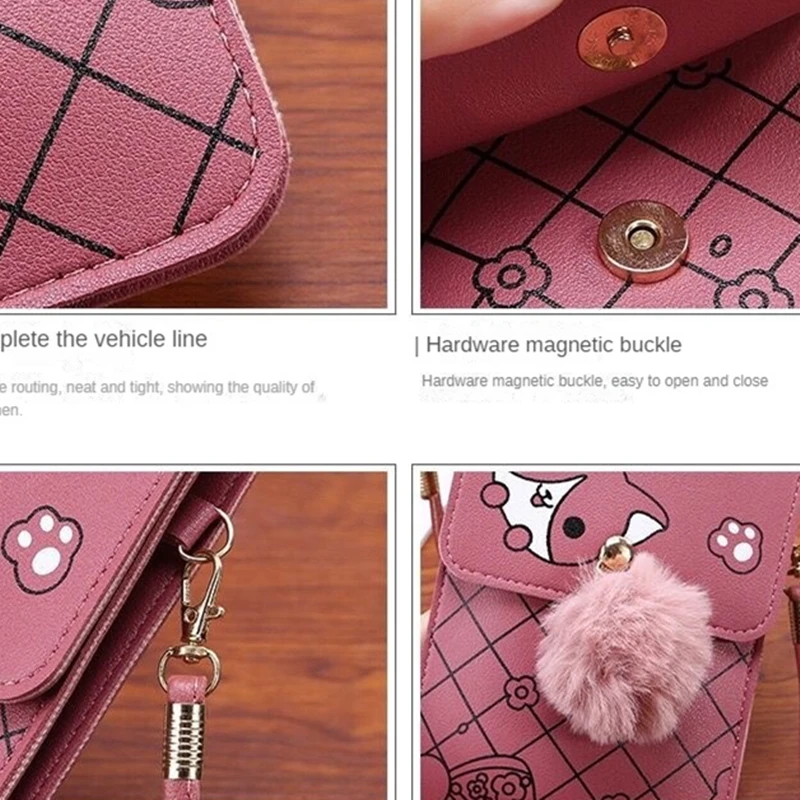 Multifunktionale Damen-Handytasche mit Touchscreen-Funktion, Kartenetui, Umhängetasche, Alltagstasche, Handtasche mit Schnallenverschluss für Mädchen – Detail 4