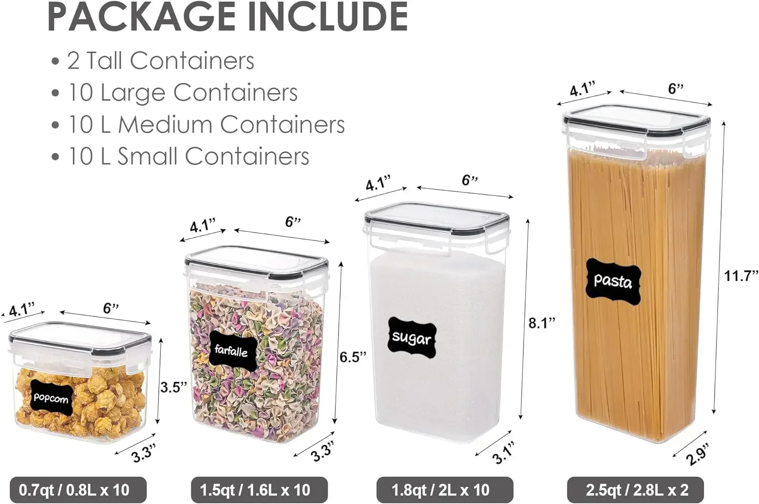 NEW 32pcs Airtight Food Storage Containers Set, BPA Free Plastic Kitchen and Pantry Organization Canisters with Lids USA 2