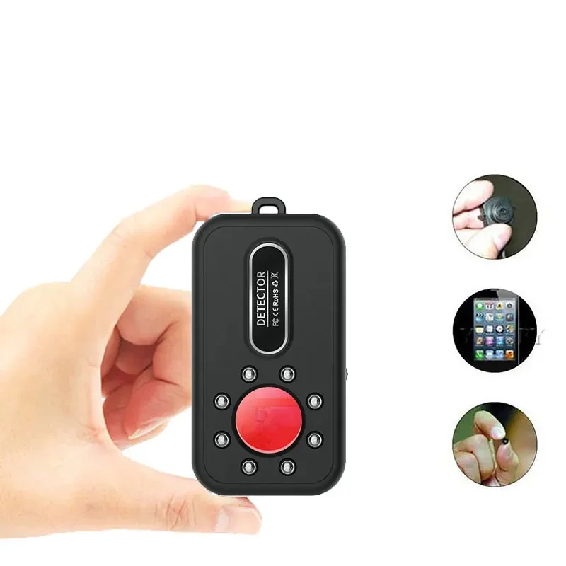 Mini rilevatore di telecamere nascoste portatili Anti Candid Cam Lens RF LED Scanner di segnale a infrarossi spia videocamera Wireless Bug Alarm Finder