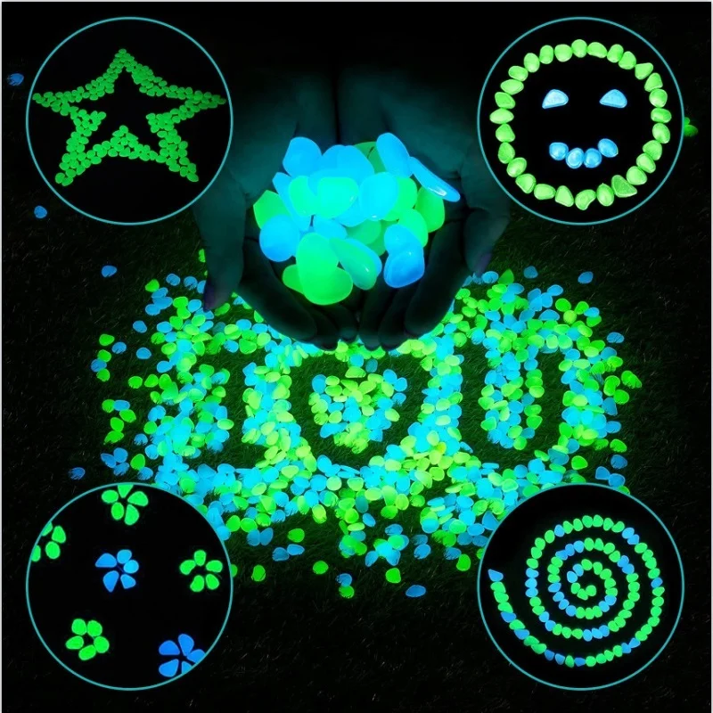 50 шт. светящиеся в темноте садовые гальки для тротуарного сада, террасы, лужайки, сада, патио, аквариума, украшения для аквариума, светящийся камень