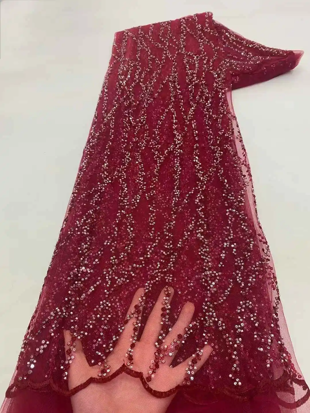 Роскошная африканская кружевная ткань, новинка 2024 года, высокое качество, блестки, французский тюль с бисером, кружево для шитья нигерийских свадебных платьев