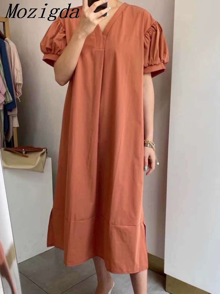 여름 퍼프 슬리브 여성 셔츠 드레스 패션 v 넥 미디 Sundress 빈티지 가운 휴일 보헤미안 드레스 Vestidos