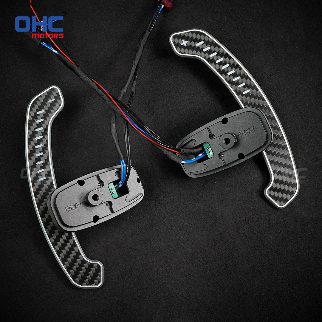 

For Mercedes AMG Carbon Fiber LED Magnetic Steering Wheel Paddle Shifters Various Colors Mobile Phone Connection APP Control