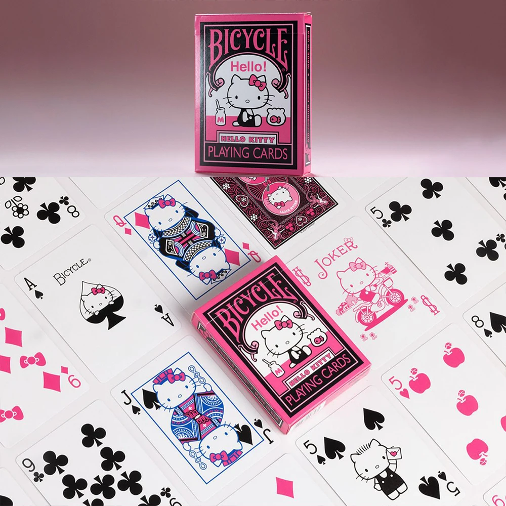 Kawaii olá kitty jogando cartas cosplay anime kuromi poker criativo jogo de festa portátil truques mágicos prop coleção cartões presente