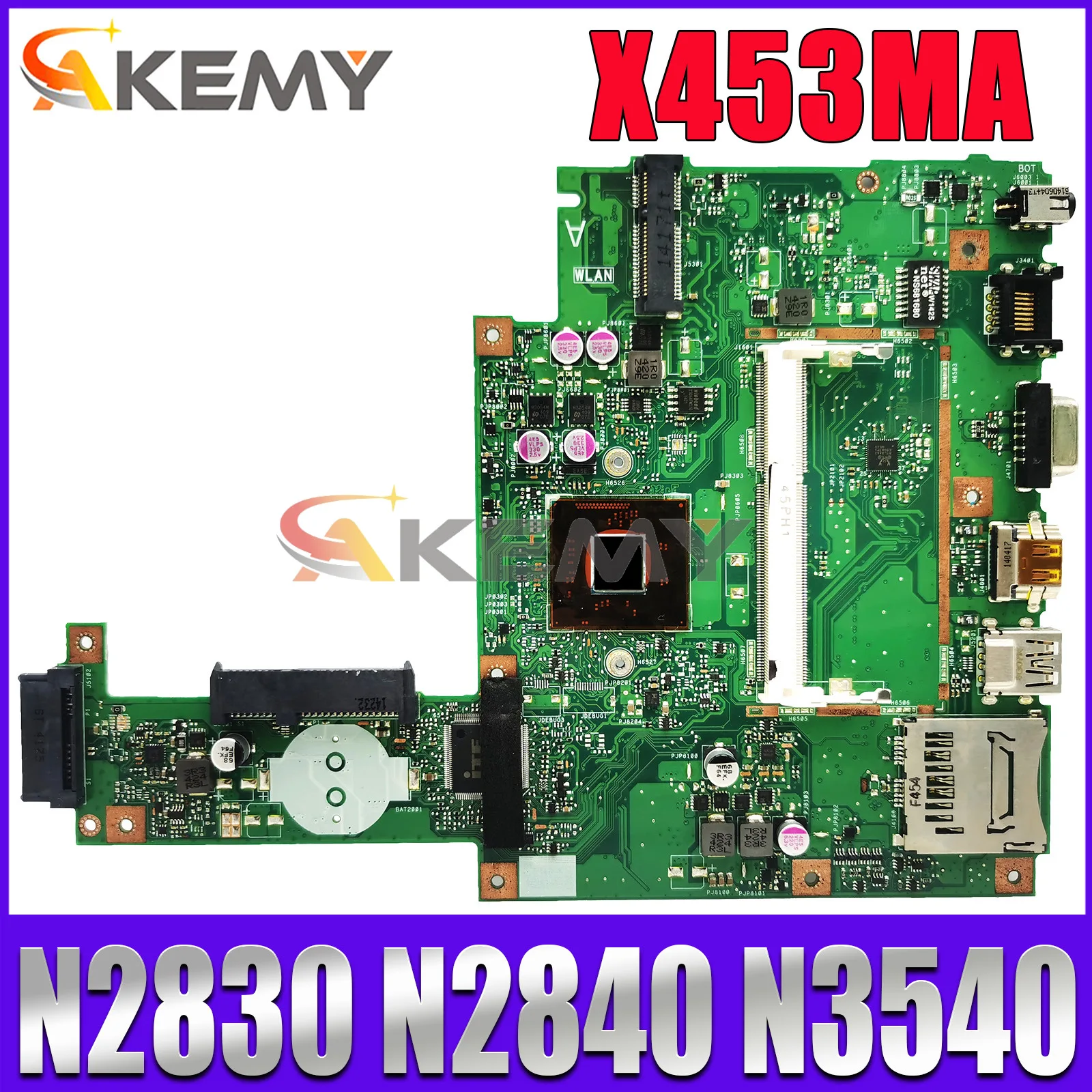 X453MA Laptop Motherboard For ASUS X453M F453MA P453MA Notebook Mainboard With N2830 N2840 N3530 N3540 CPU 100% test