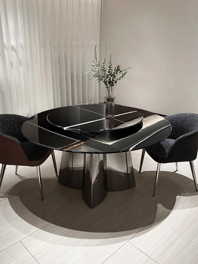 A Lauren Black Gold Natural Marble Dining Table Modern Simple Home Dining Table
