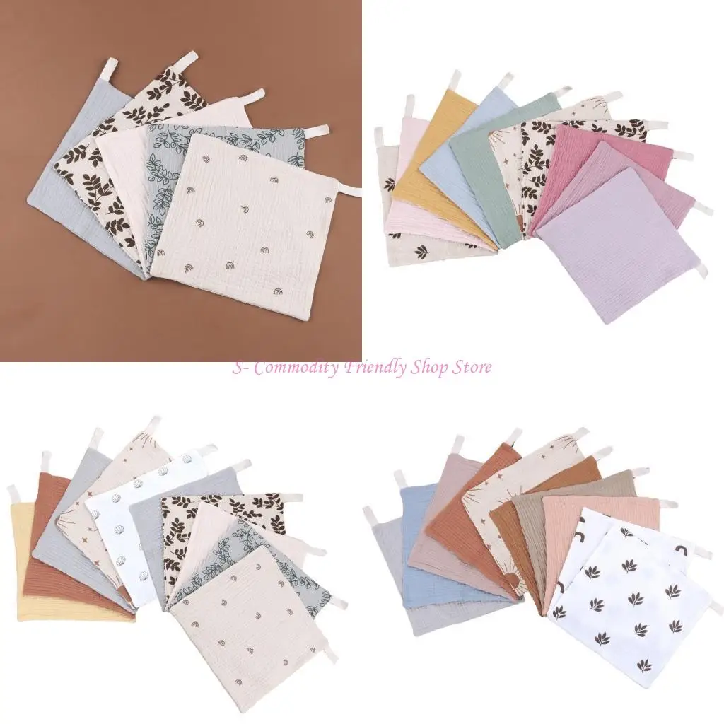 

85AE 10PCS Baby Facecloth Kids Towel Sweat Absorbent Cloth Square Cotton Handkerchief