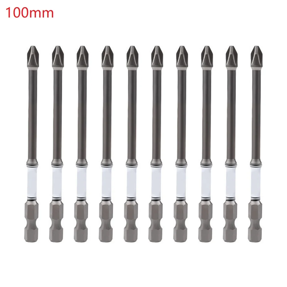 

10pcs Magnetic Cross Screwdriver Bit 1/4'' Hex Shank Screwdrivers Bit Nutdrivers FPH2 50-150mm Impact Bit Electrician Tools