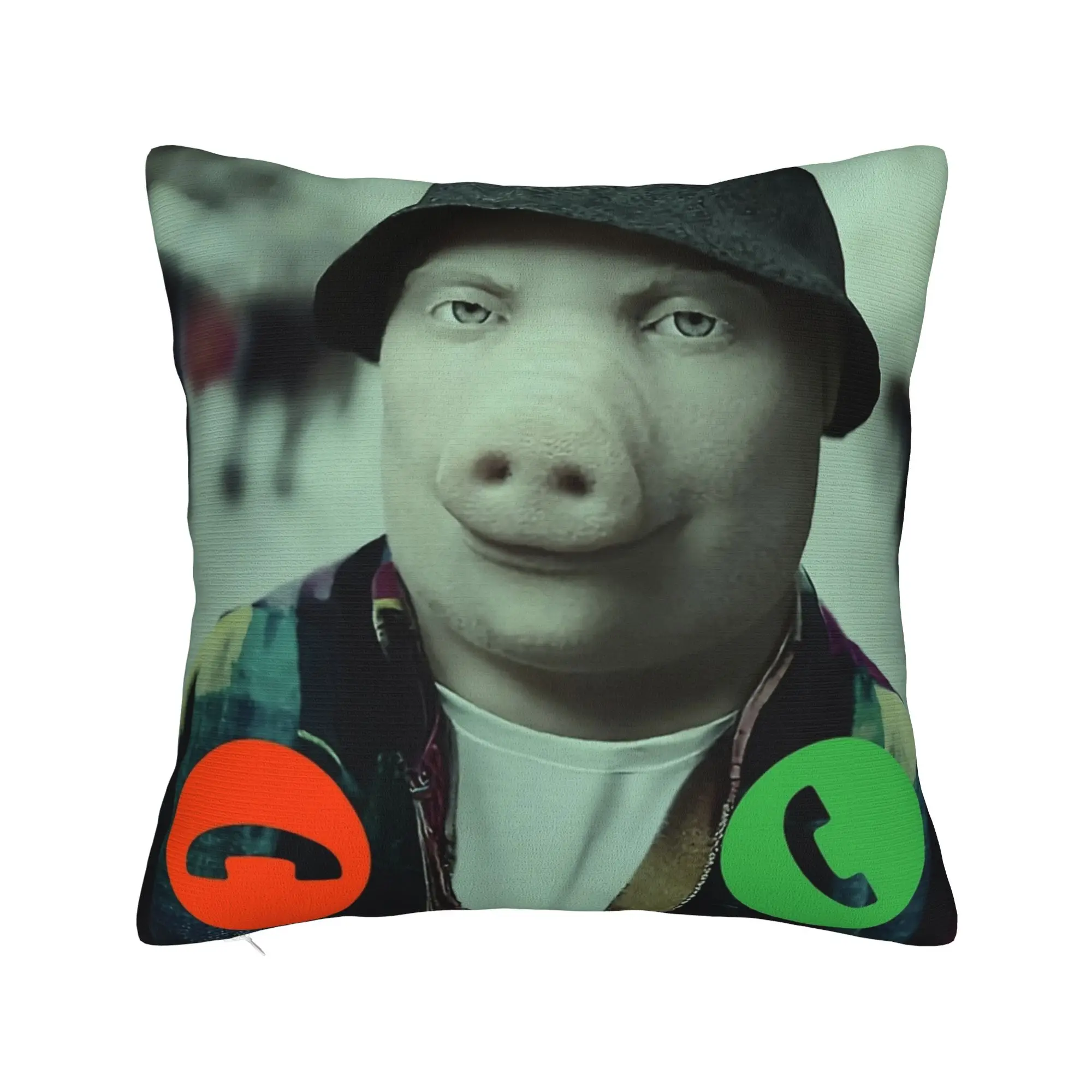 John Pork Calling  Square Pillow Covers Polyester Living Room  Cushion Case Funny Decor Throw Pillow Case 45*45
