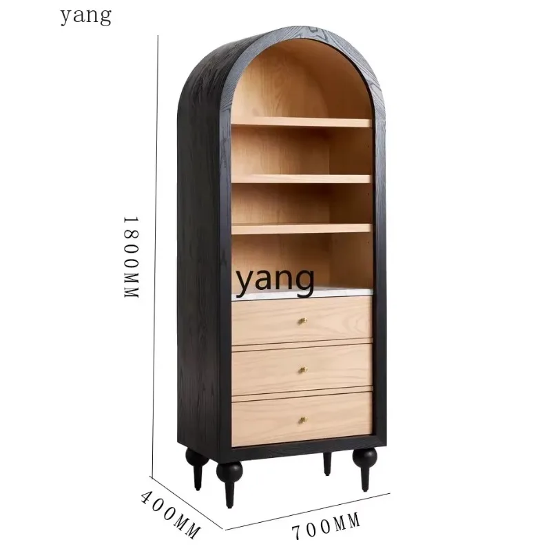 

LH French light luxury solid wood arched bookcase guest restaurant open display case retro wine cabinet