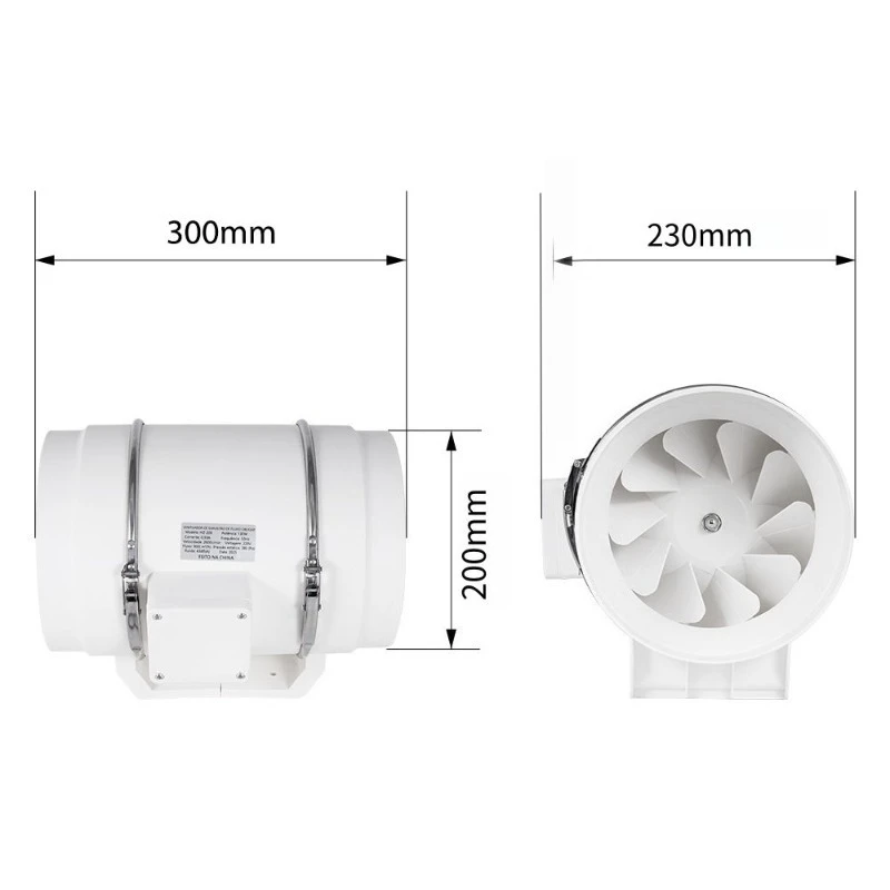 8-Inch ducted fan, ventilated bathroom, kitchen, planting tent, in-line ventilated exhaust fan for hydroponics