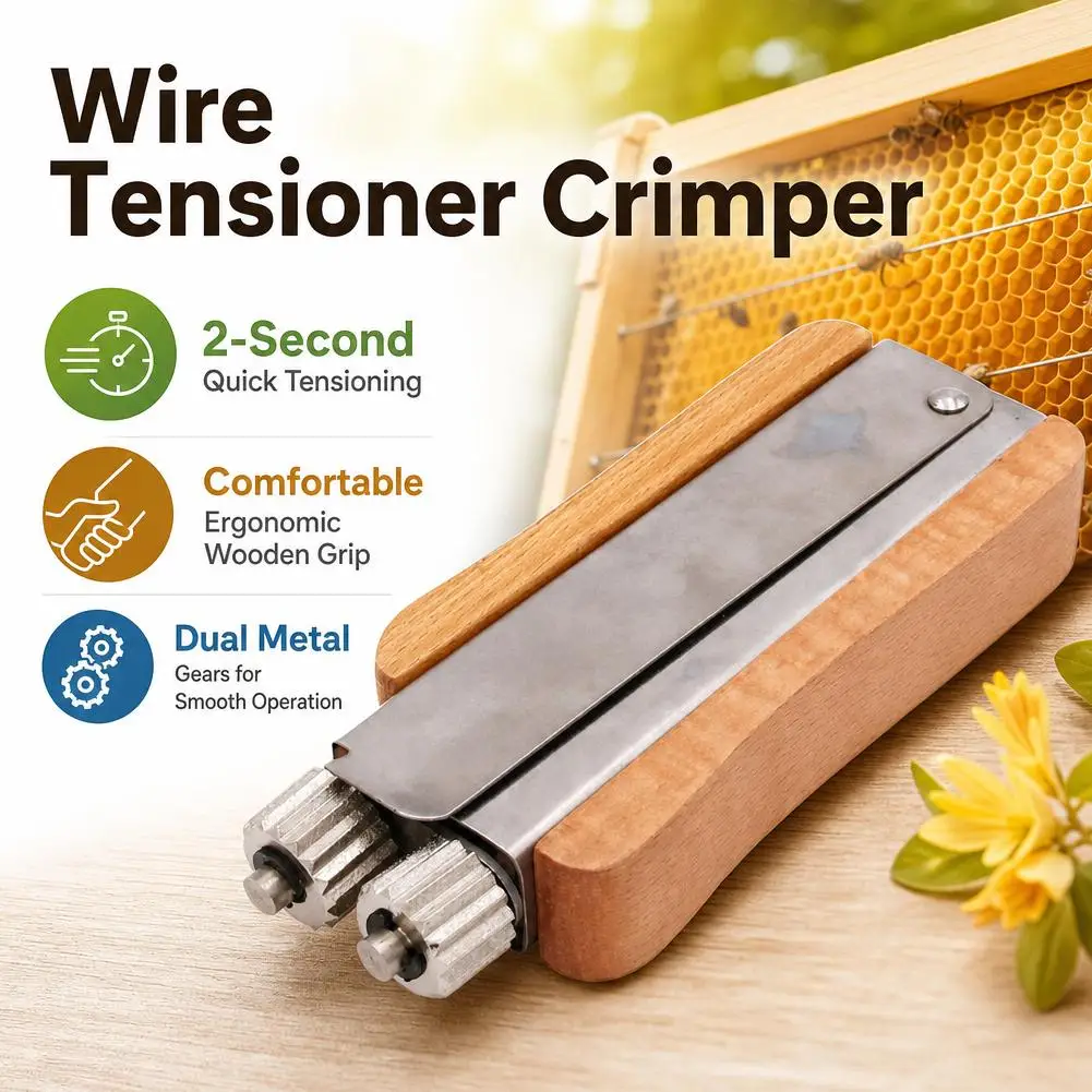 Beekeeping Wire Tensioner Crimper Wooden Handle Bee Hive Frame Wire Tightening Crimping Tool Apiary Equipment