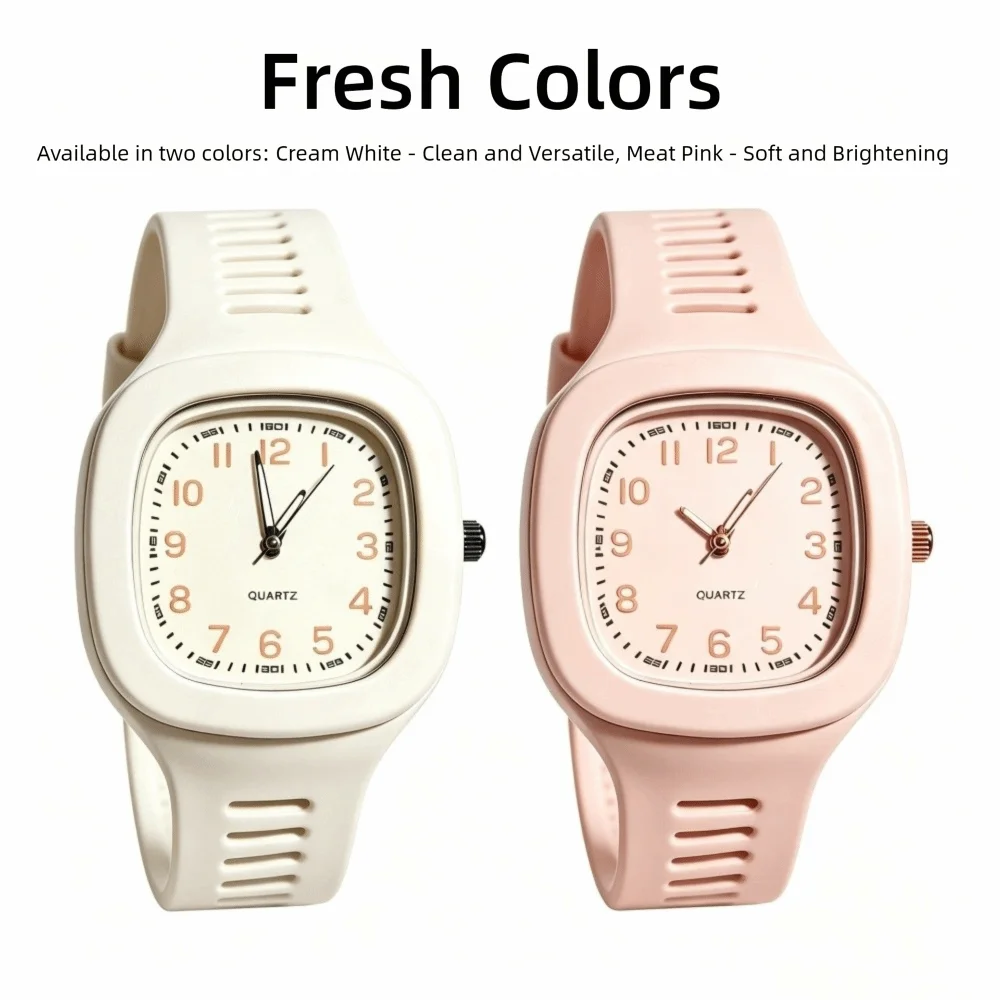 Minimalist Silicone Strap Square Watch Square Casual Wrist Watch Analog Watch Women Girls