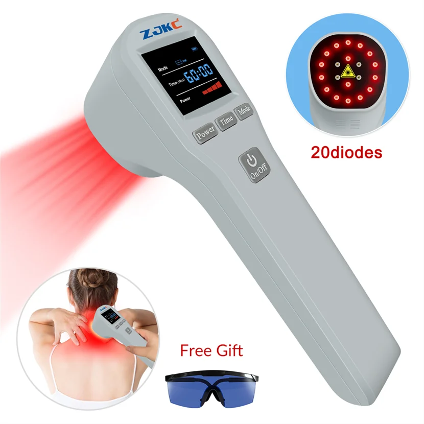 

ZJKC 880mW Cold Laser Therapy for Inflammation 650nmx16+808nmx4 Laser Treatment for Sports Injuries Knee Arthritis Home Use