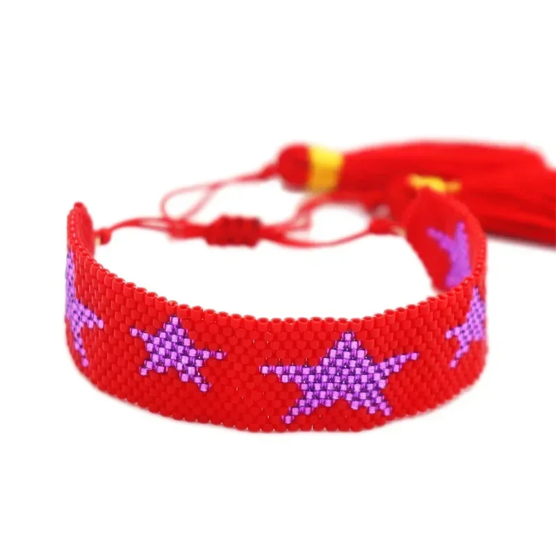 

Beaded bracelet Star Bohemia Five-pointed star Versatile Hand knitting Design Tide Simple Adjustable Female Rice bead bracelet