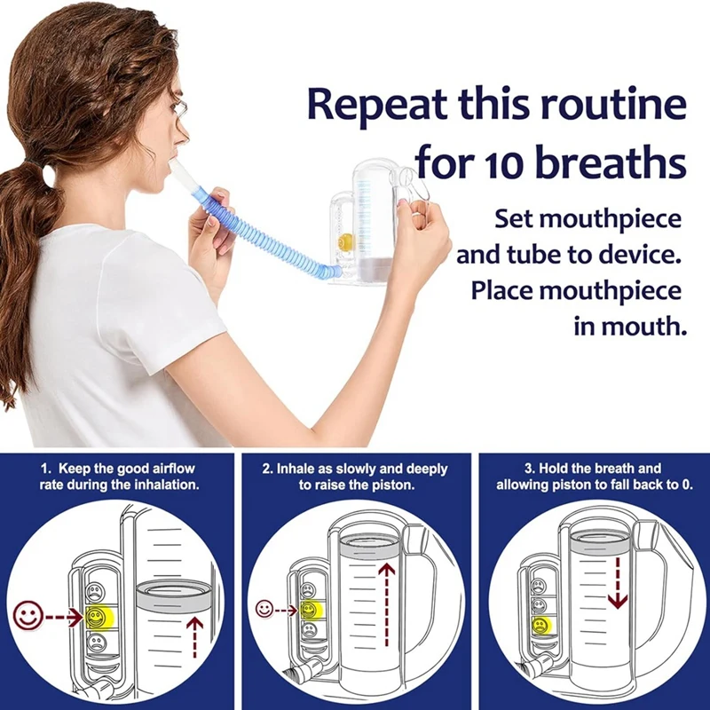 1 PCS Breathing Exercise Device For Lungs Transparent Plastic For Adults-5000Ml Volume Measurement With Flow Rate Indicator