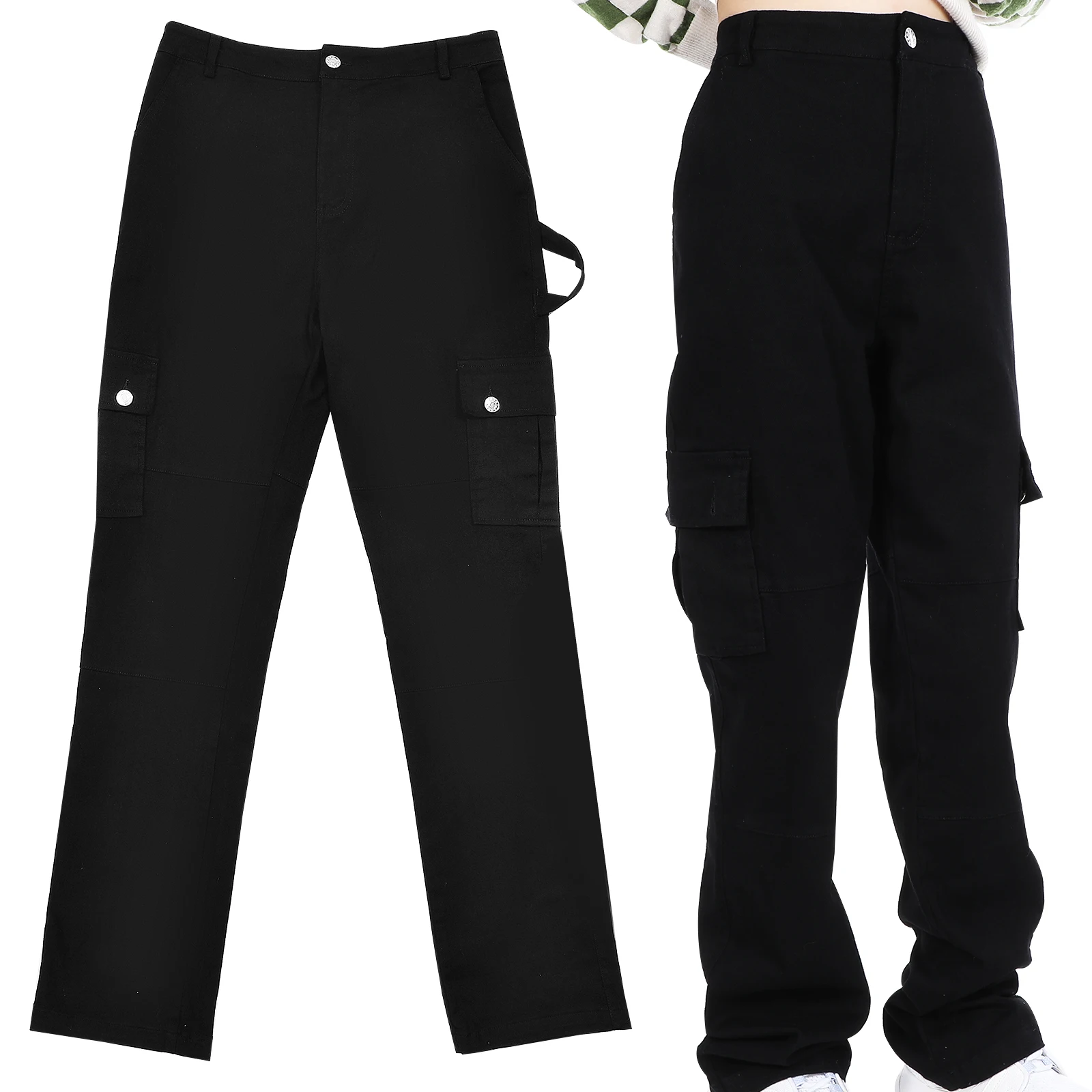 Pantaloni cargo a vita alta Pantaloni casual in poliestere su misura da donna Tasche multiple Tessuto confortevole Stile classico da indossare ogni giorno