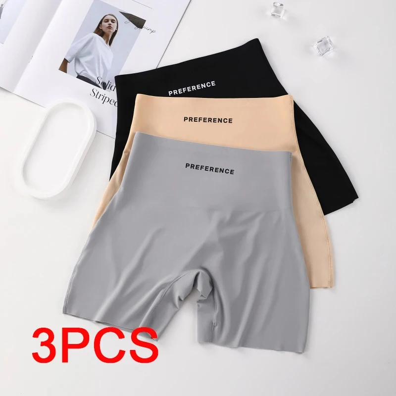 3PCS/set Protective Shorts Plus Size Shorts Seamless Underwear for Women Safety Short Pants Ice Silk Panties Summer Intimates