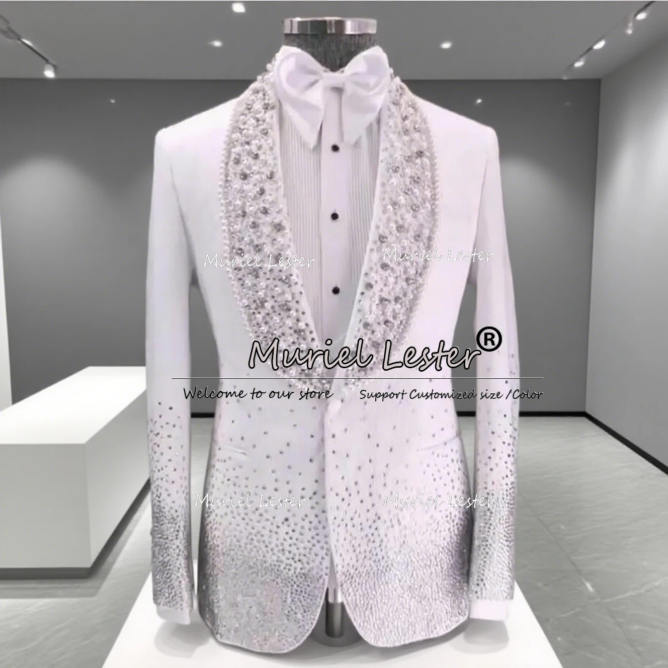 

Sparkly Beading Stones Suits Men 2-Piece Sets Man Formal Occasion Prom Blazer Outfits Single Breasted Groom Tuxedo Luxury 2026