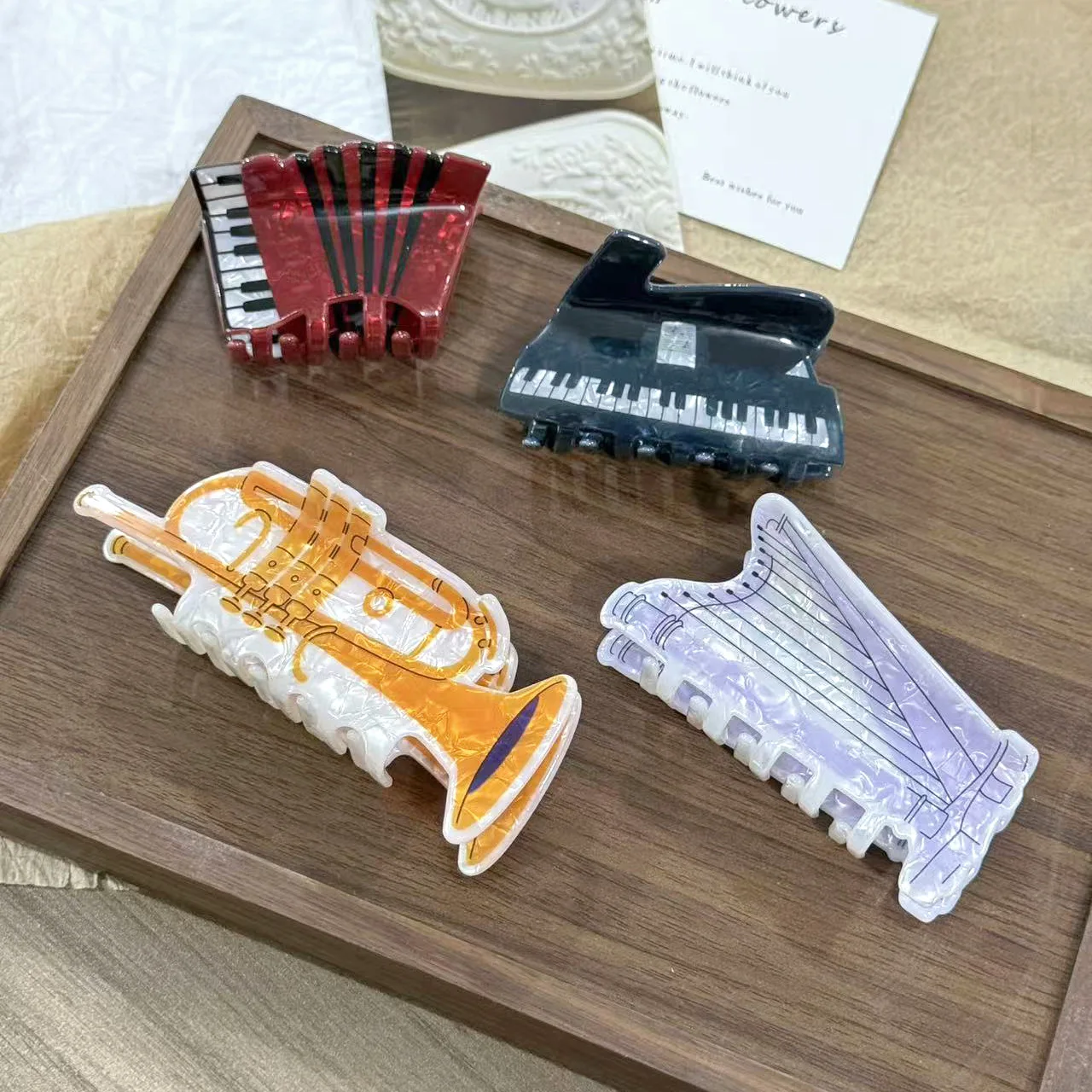 

NEW Creative Musical Instrument Acrylic Hair Claw Organ Piano Harp Claw Clips Trendy Hair Clips for Women Girls Hair Accessories