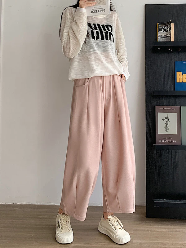 Pink Capri Harem Pants for Women 2023 Autumn Casual Loose Slim Straight Pants Oversize Women's Wide Trousers Baggy Sweatpants