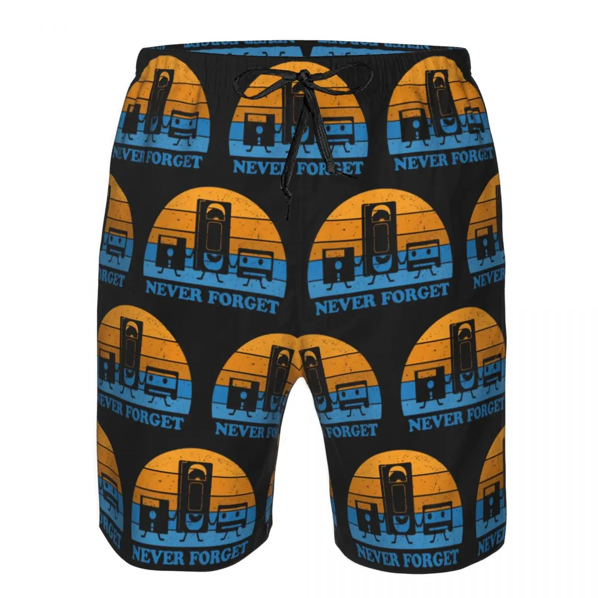 Never Forget -Floppy Disk Cassette VHS Tape Trunks Beach Board Shorts Casual Quick Dry Swim Summer Men Pants