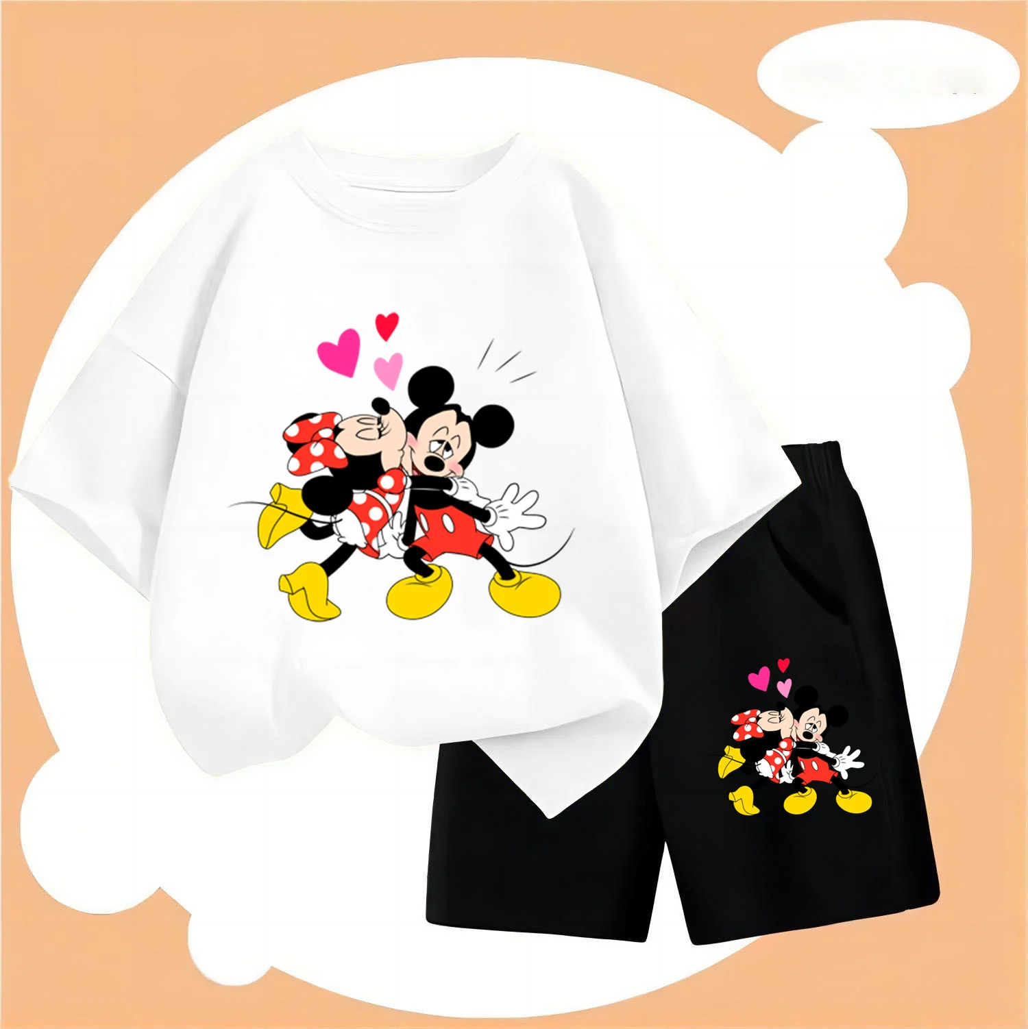 

Summer Children Kawaii TShirt set Minnie Mickey Mouse Tshirt set Kids Anime Cartoons Casual Vintage Clothes Kid Girl Boy Top