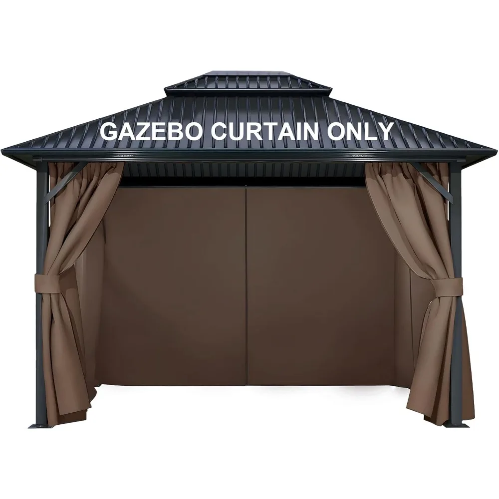

4-Panel 12' x 12' Gazebo Replacement Curtains, Patio Privacy Sidewalls with Double Zipper, Replacement for Outdoor Gazebo Canop