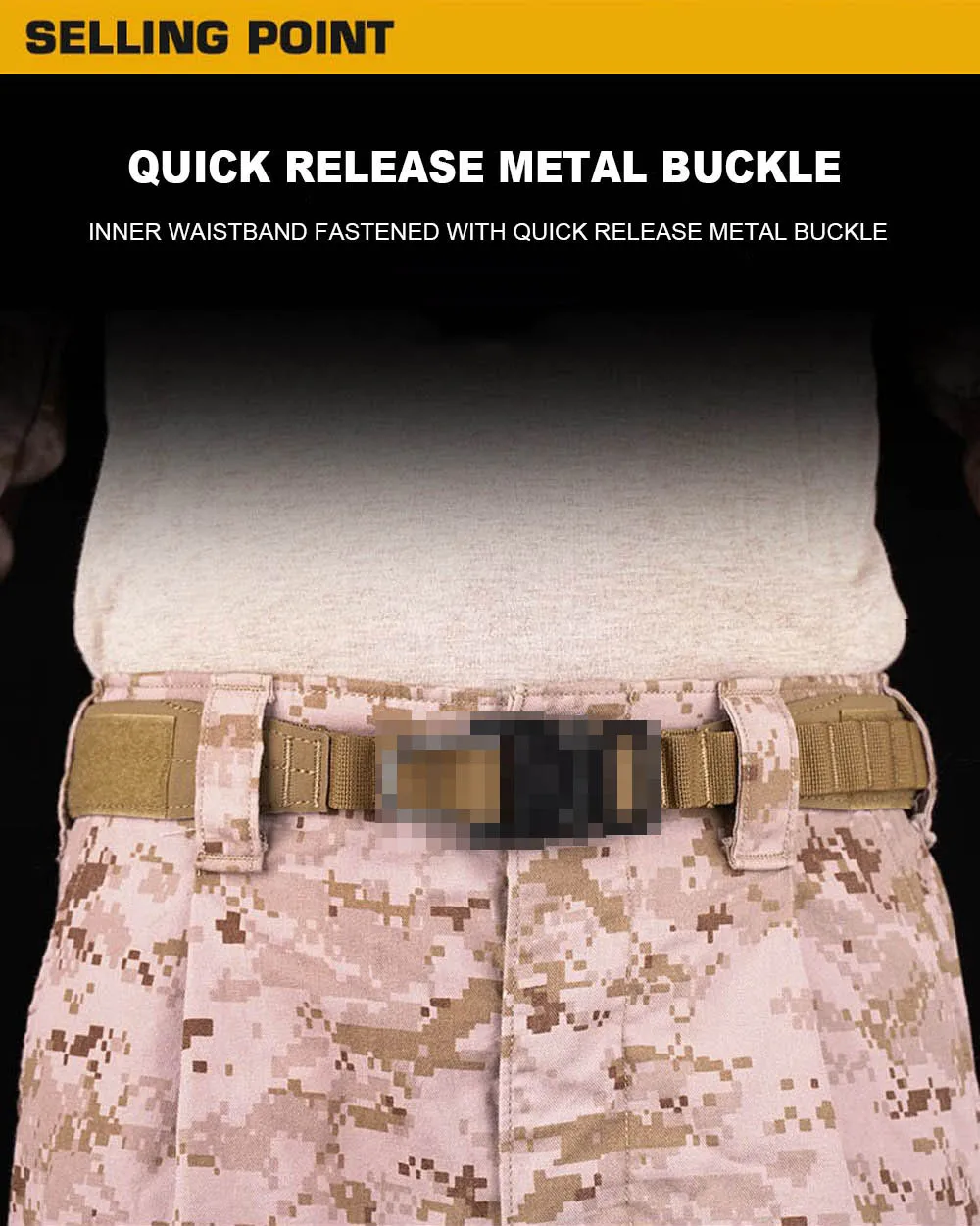 Taktischer Gürtel 2-in-1 mit Schnellverschluss-Metallschnalle für Outdoor-Jagd, Schießtraining, Airsoft, Kampfgürtel mit MOLLE-Magazintasche – Detail 3